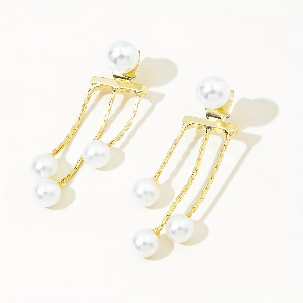 Sexy Style Faux Pearl Decor Stud Earrings Alloy Jewelry
