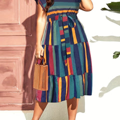  Bat Sleeve Smock Dress with Belt