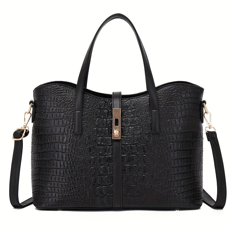 Crocodile Pattern Handbag Set Tote Bag Crossbody Satchel Purse Wristlet Clutch