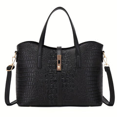 Crocodile Pattern Handbag Set Tote Bag Crossbody Satchel Purse Wristlet Clutch