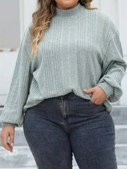  Casual Knit Top Solid Lantern Sleeve Round Neck Jumper
