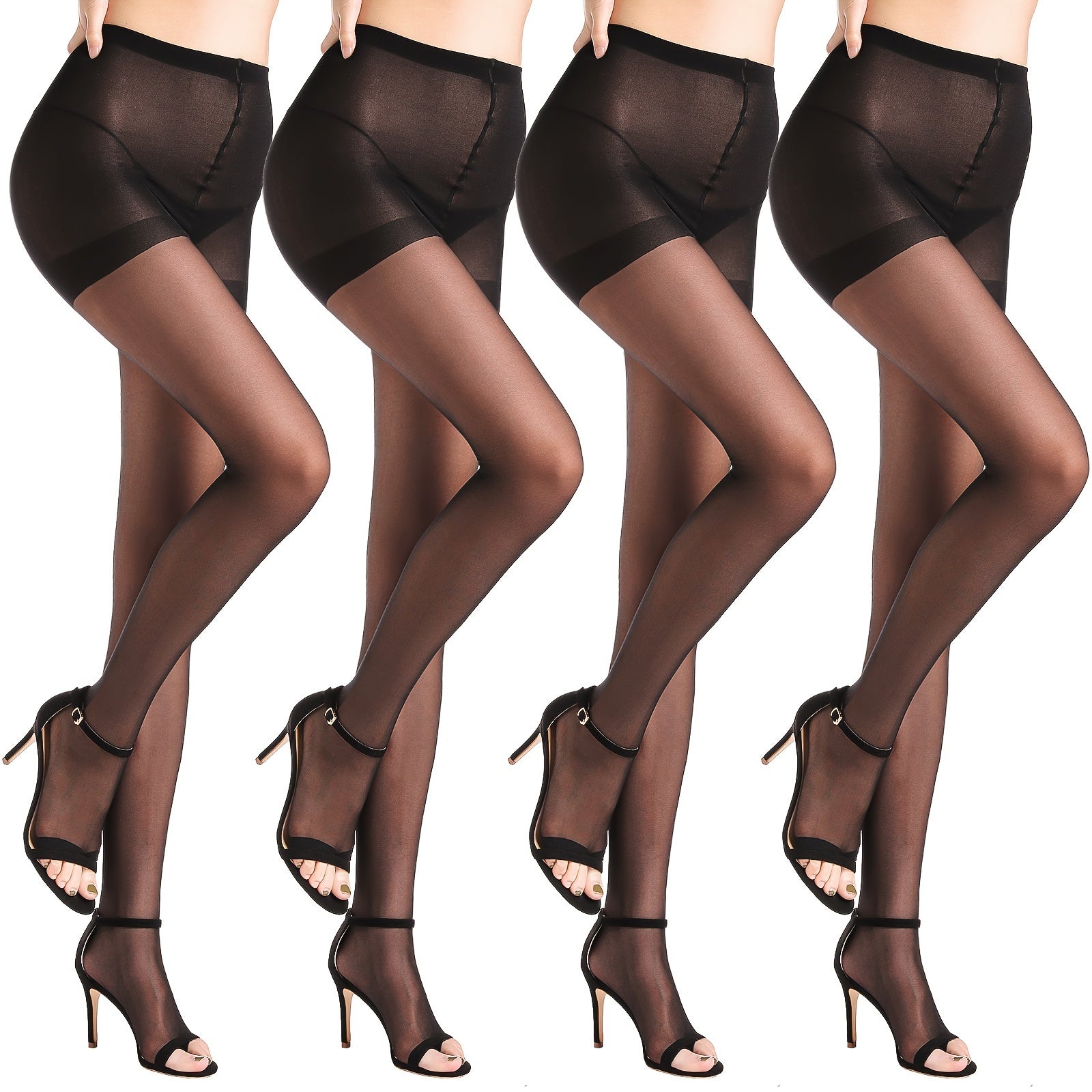 3 Pack Toeless High Waist Sheer Pantyhose