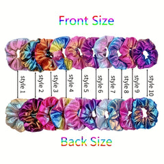 Gradient Laser Scrunchies Hair Tie Holographic Hair Rope Ponytail Holder
