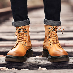 Men's Preppy Style Lace-Up Boots Service Boots Casual Walking Shoes