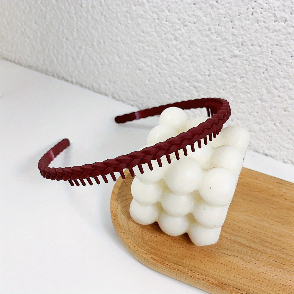 Macaroon Hair Band Braided Tooth Headband Style Headdress for Women Girls