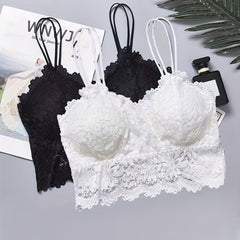 2pcs Lace Wireless Bras Comfy Scallop Trim Women's Lingerie