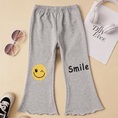 Girls Smile & Face Print Flared Trousers