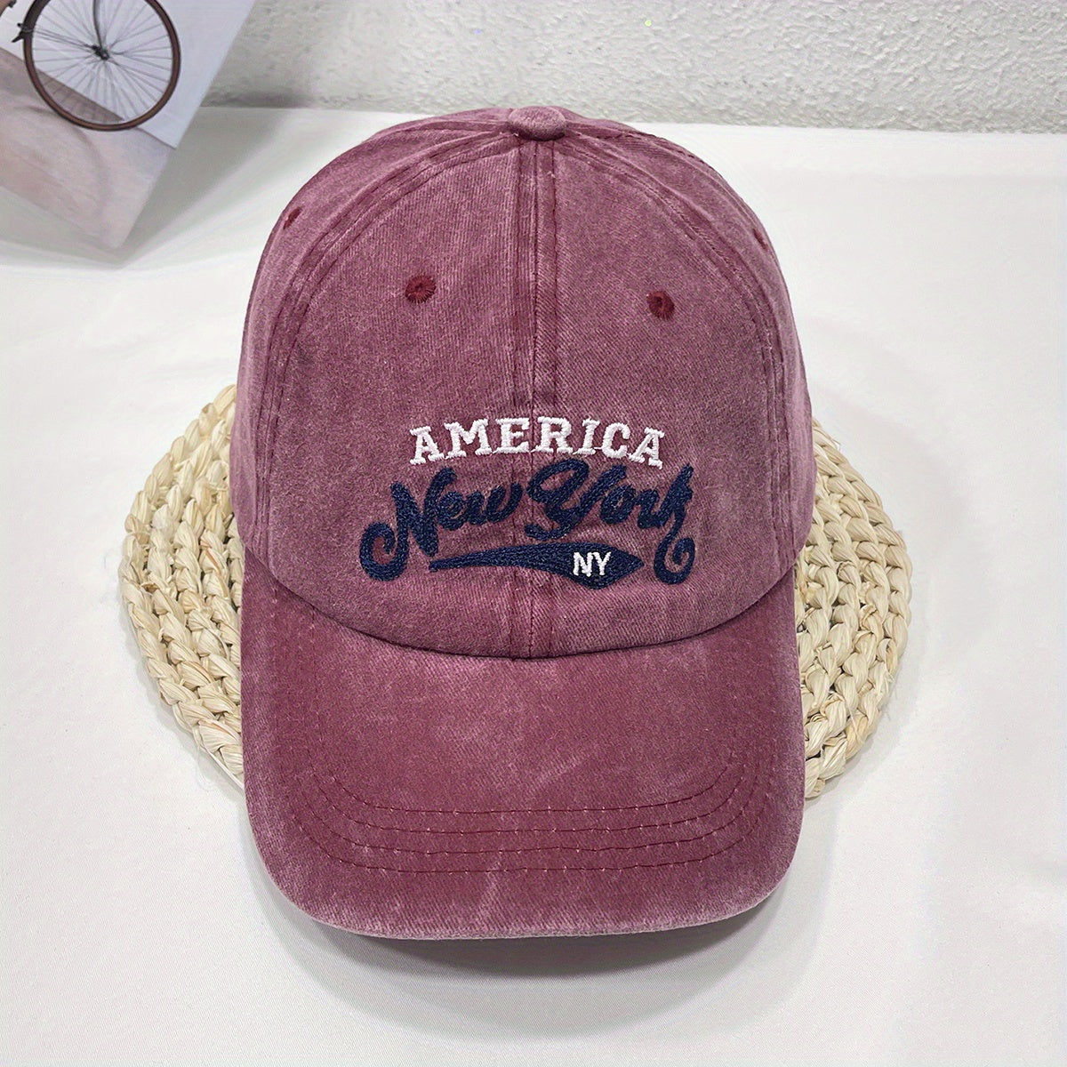 YORK Embroidery Baseball Cap Vintage Washed Distressed Cotton Dad Hat Unisex