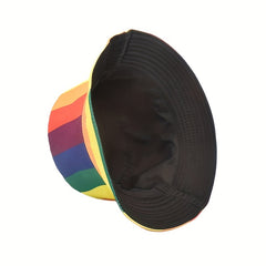 Y2K Rainbow Striped Bucket Hat Gay Pride Fisherman Hat
