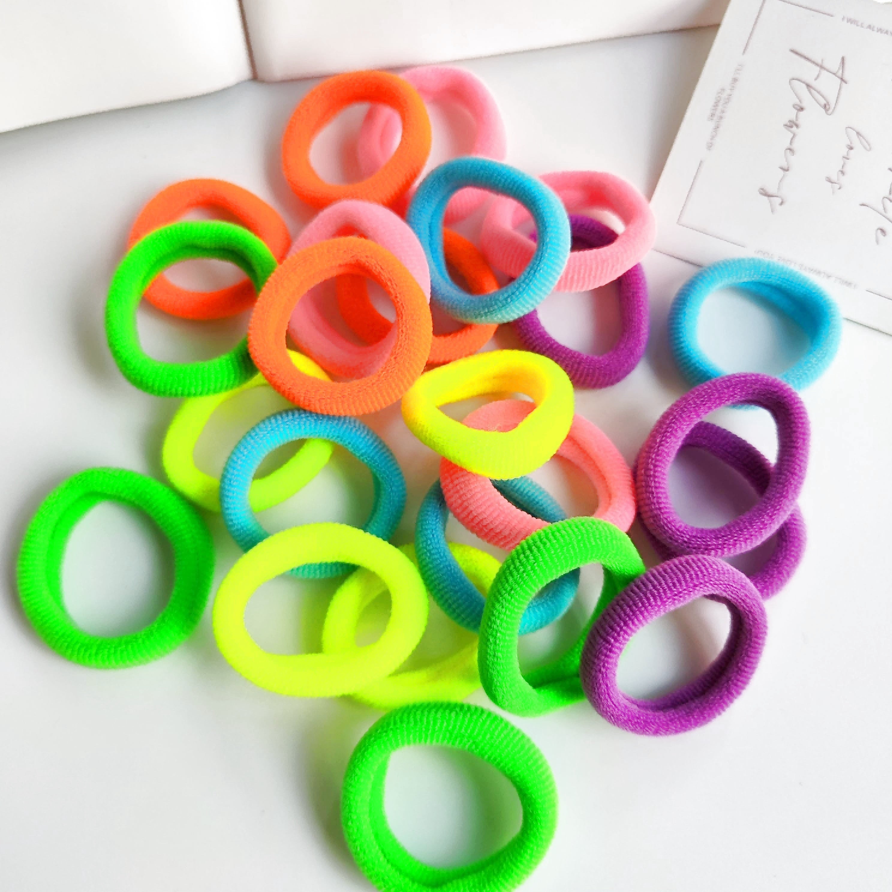 24pcs Large Size Fluorescent Hair Ties Y2K Style Hair Accessories