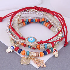 Colorful Bracelet Hand & Eye Pendant Rice Beads Bracelet For Women