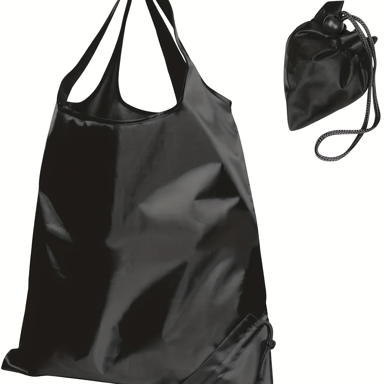 Foldable Drawstring Shopping Bag Reusable Grocery Shoulder Bag