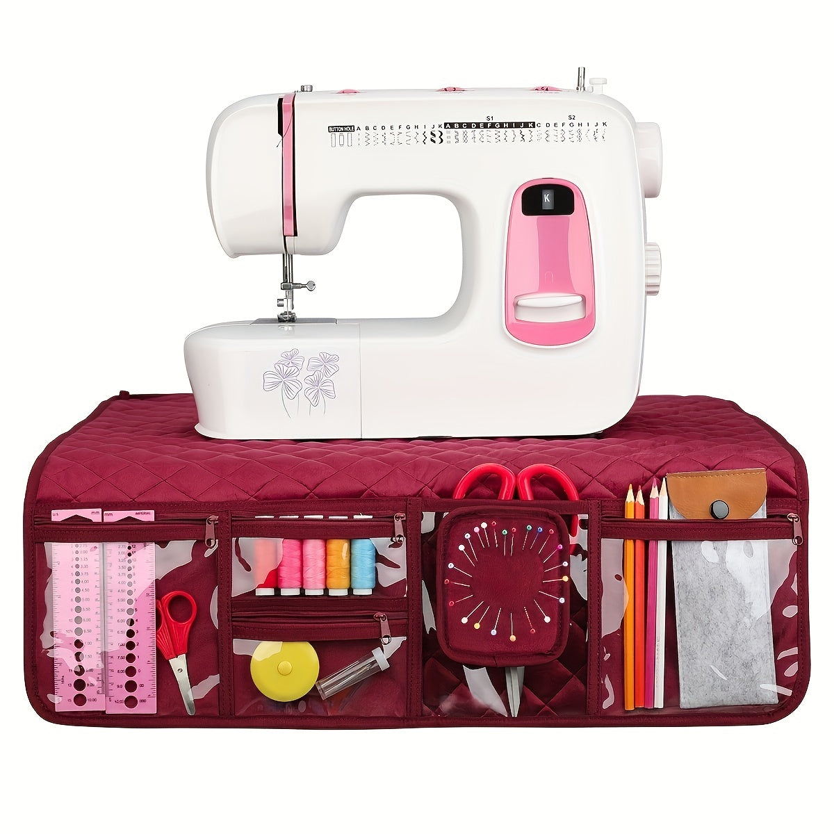 Waterproof Sewing Machine Mat Green with Pockets