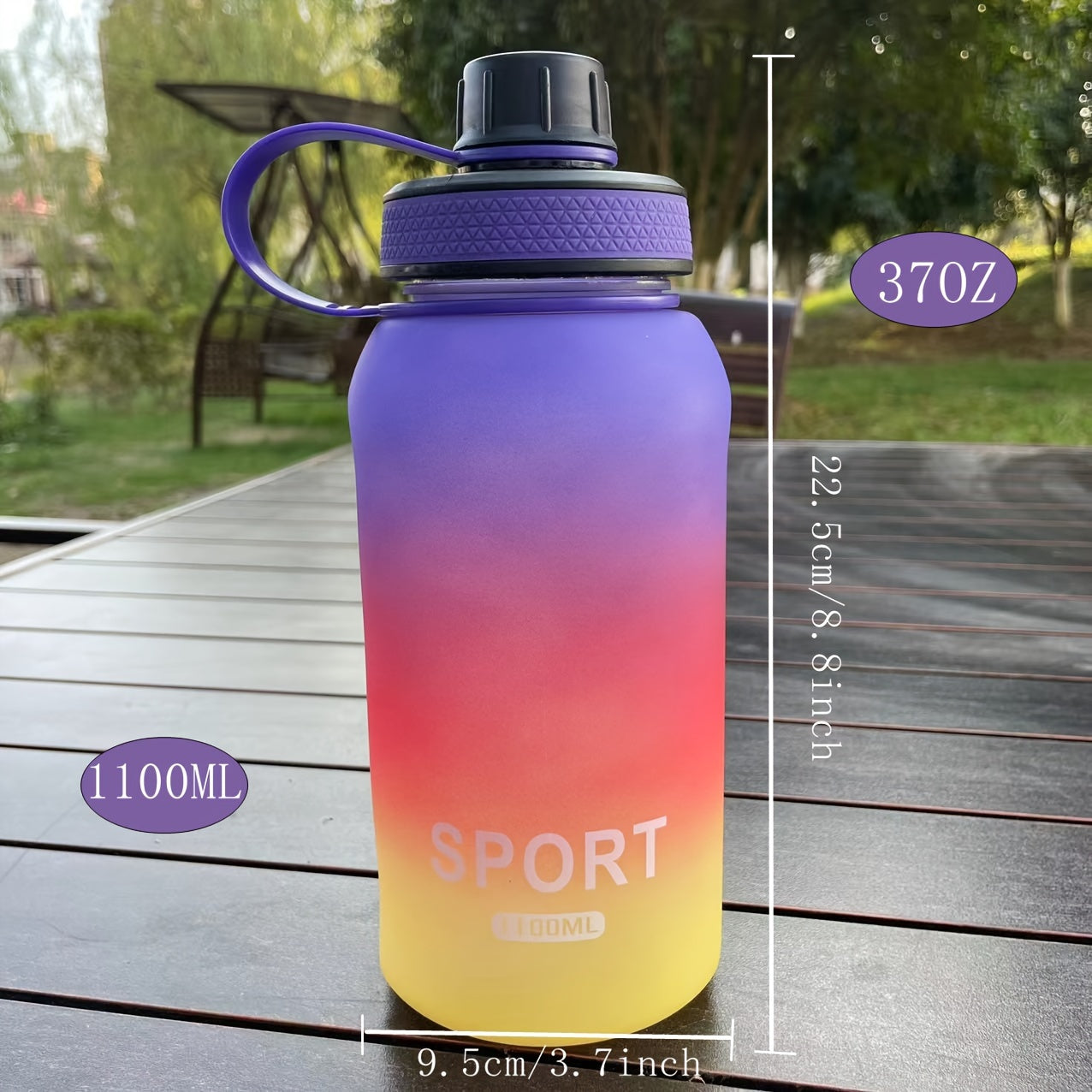 1100ml Matte Gradient Water Bottle Anti Choking Portable Small Mout Water Cup