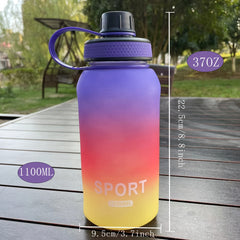 1100ml Matte Gradient Water Bottle Anti Choking Portable Small Mout Water Cup