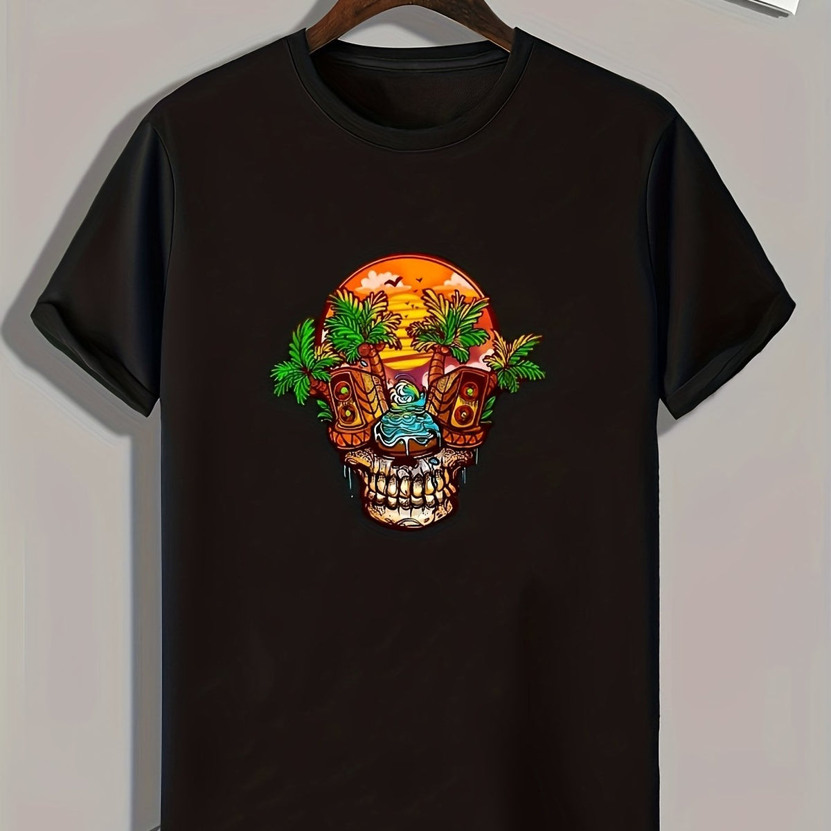Creative Skull Print Men's Graphic T-shirt for Summer