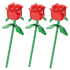 3pcs Roses Flower Building Blocks 3 Colors Bouquet Gift for Girls Kids