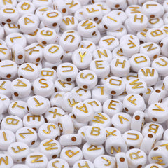 100pcs Mixed Letter Acrylic Beads Round Flat Alphabet Spacer Beads