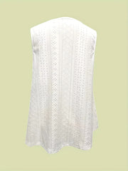 Casual Eyelet Tank Top & Wide Leg Pants Set Women's Outfit