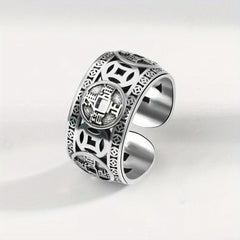 Lucky Five Emperor Copper Money Retro Domineering Ring
