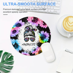 Mom Life Round Mouse Pad Non Slip Rubber Base Small Size 7.87 x 7.87 x 0.1inch