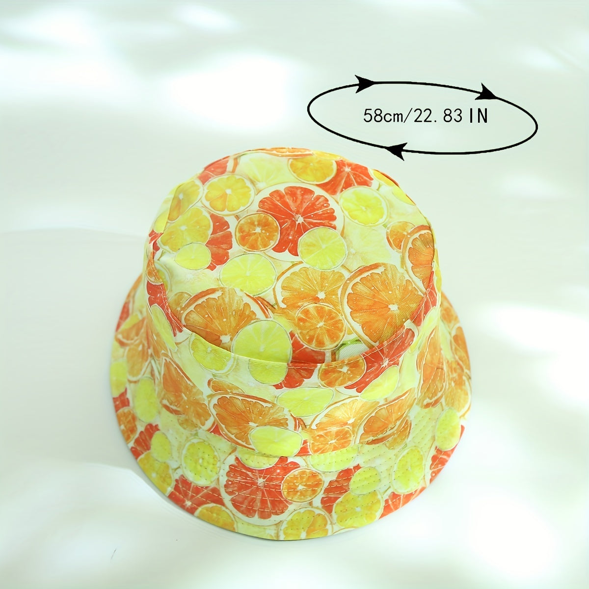 Orange Grapefruit Print Bucket Hat Reversible Sunscreen Beach Fisherman Cap