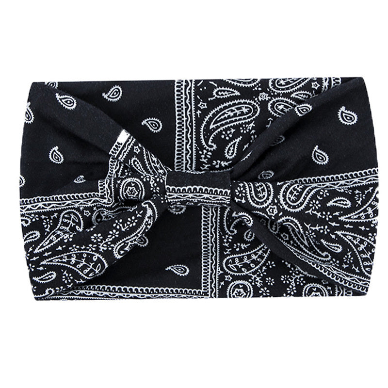 Boho Headbands Yoga Wide Knot Hair Bands Sweat Printed Sweatband