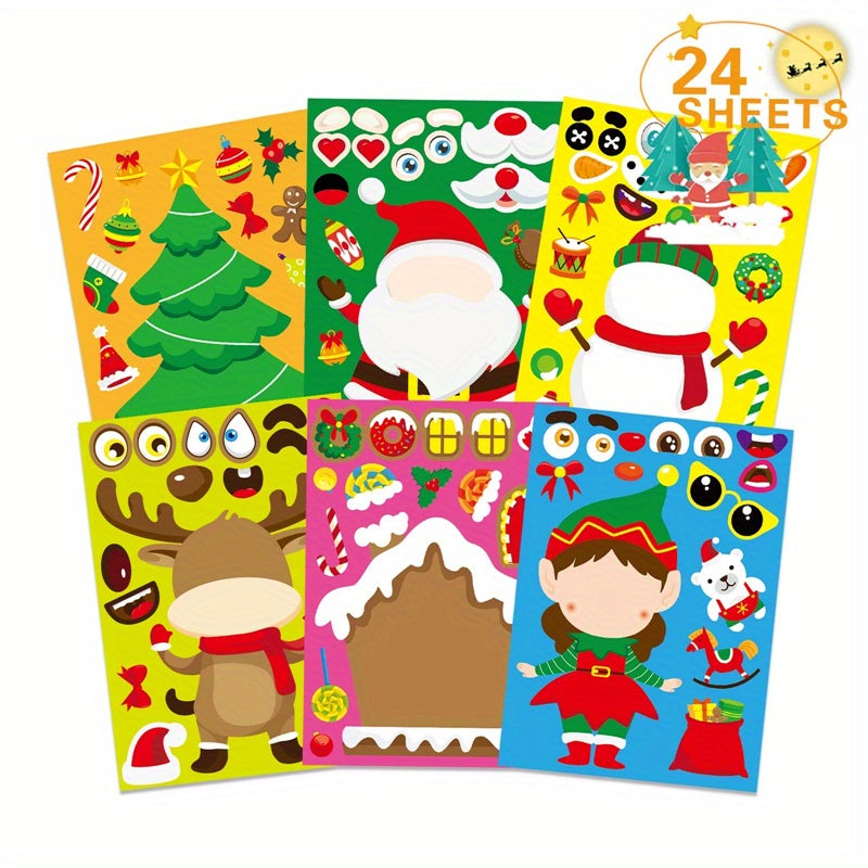 24pcs Christmas Stickers Santa Claus Snowman DIY Stickers