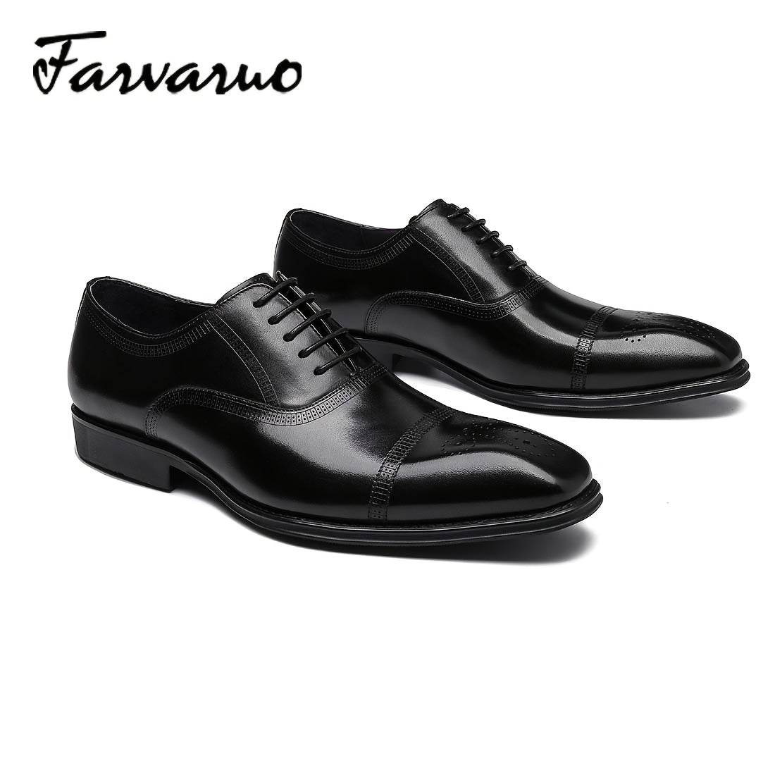 FARWARWO Men's Leather Oxford Shoes Pointed Toe Formal Comfortable Dress Shoes