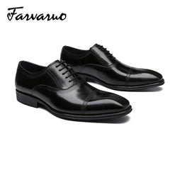 FARWARWO Men's Leather Oxford Shoes Pointed Toe Formal Comfortable Dress Shoes