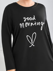  Heart Print Short Sleeve Comfort Sleep Dress