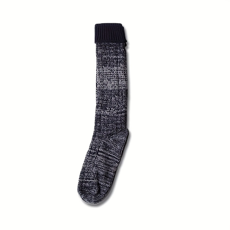 Colorblock Knitted Calf Socks Warm Knee High Women's Stockings