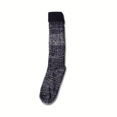 Colorblock Knitted Calf Socks Warm Knee High Women's Stockings