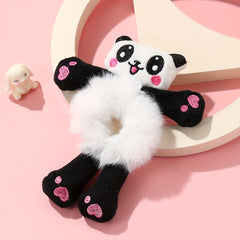 Baby Girls Cute Animals Plush Hair Ties - Frog Panda Cow Cat Bear Bunny Pattern
