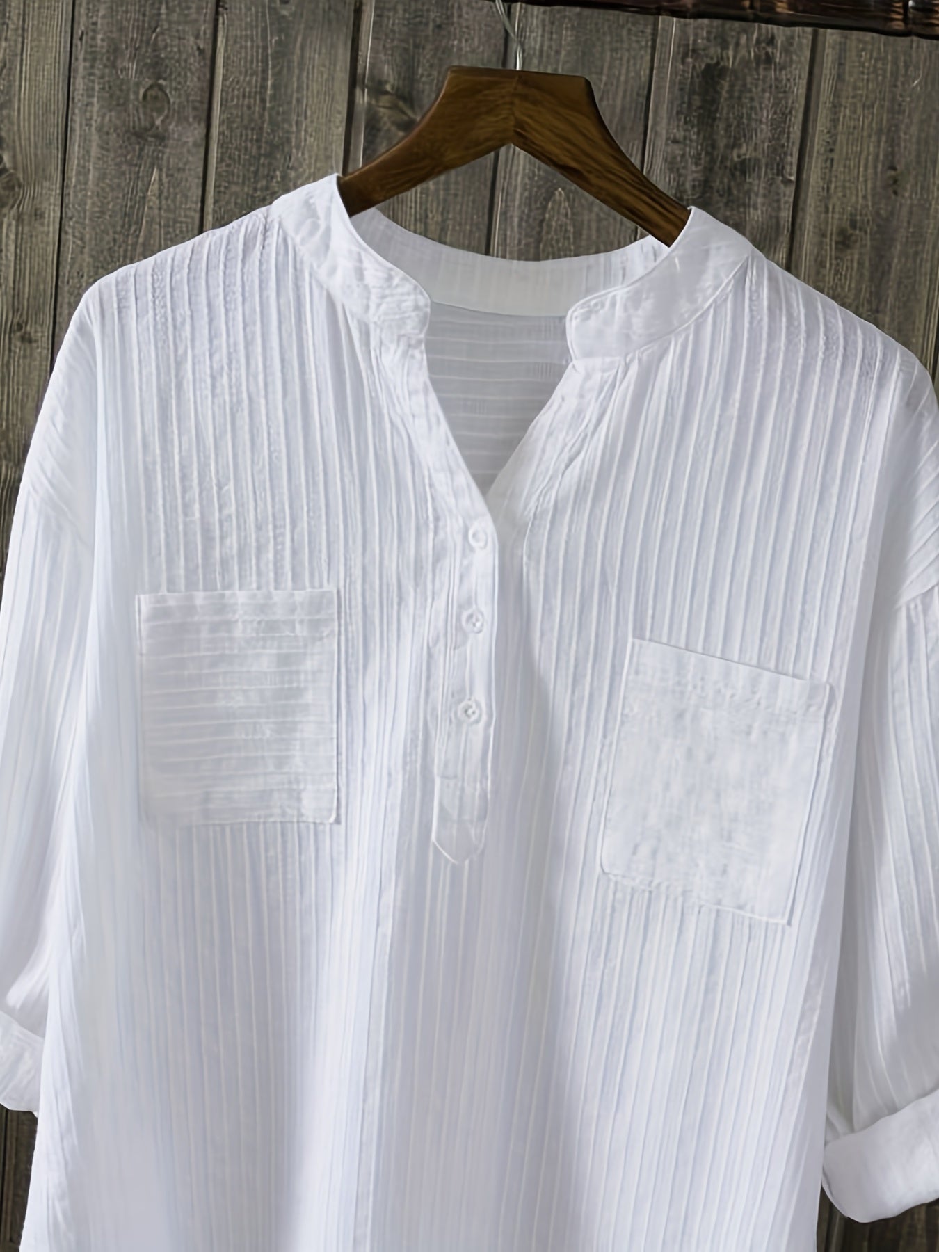  Ribbed Button Up Long Sleeve V Neck Shirt Top