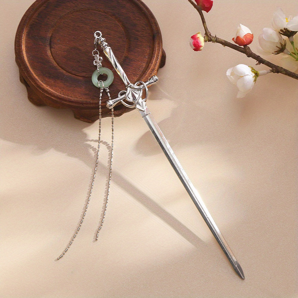 Ancient Style Sword Hairpin Bun Hairpin With Tassels Head Ornament
