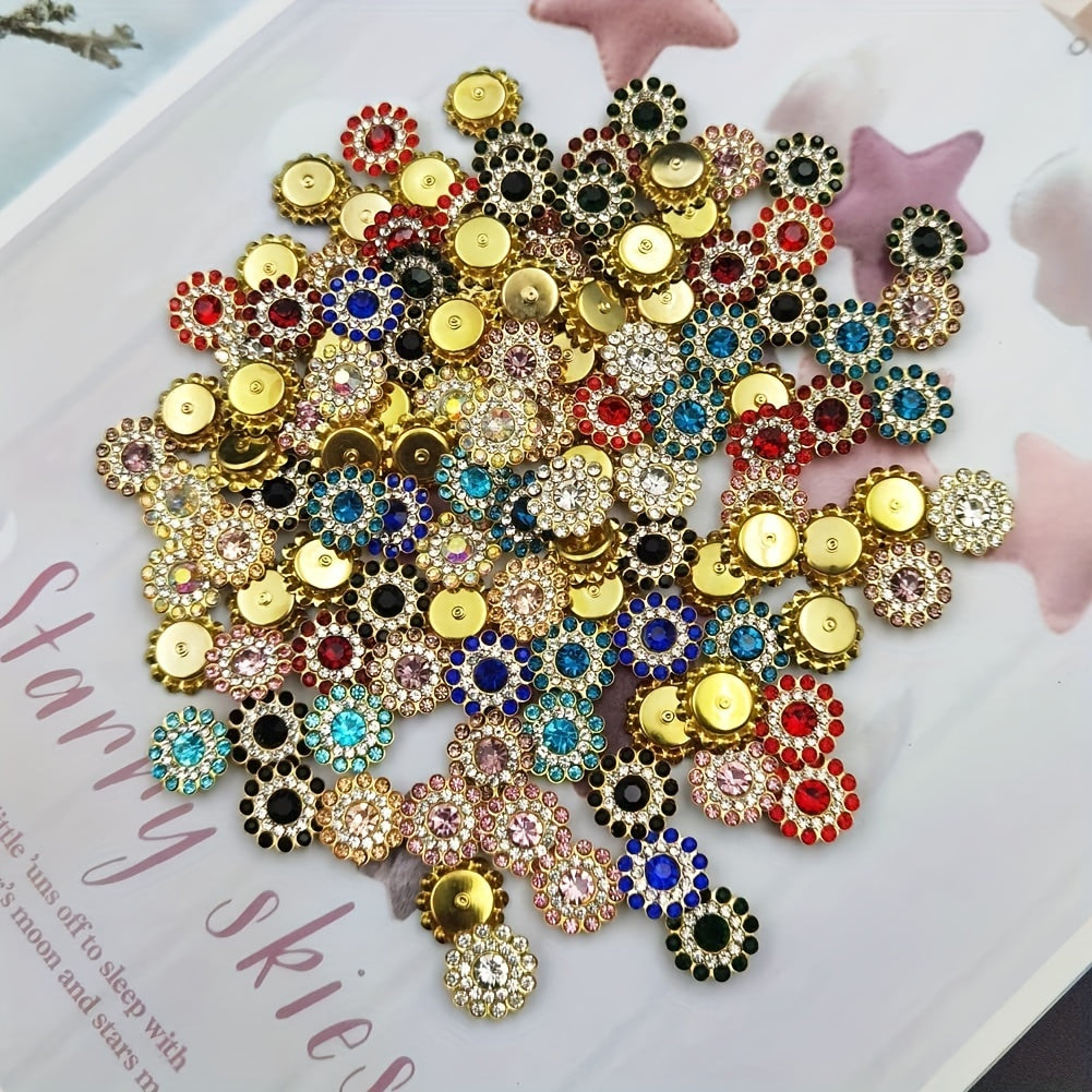 120pcs Sunflower Crystal Glass Sew On Rhinestone 14mm