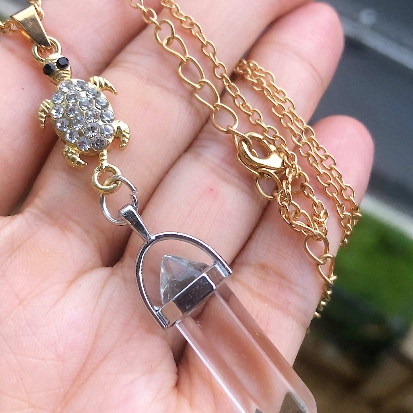 Healing Crystal Stone Turtle Pendant Necklace - Birthday Gift