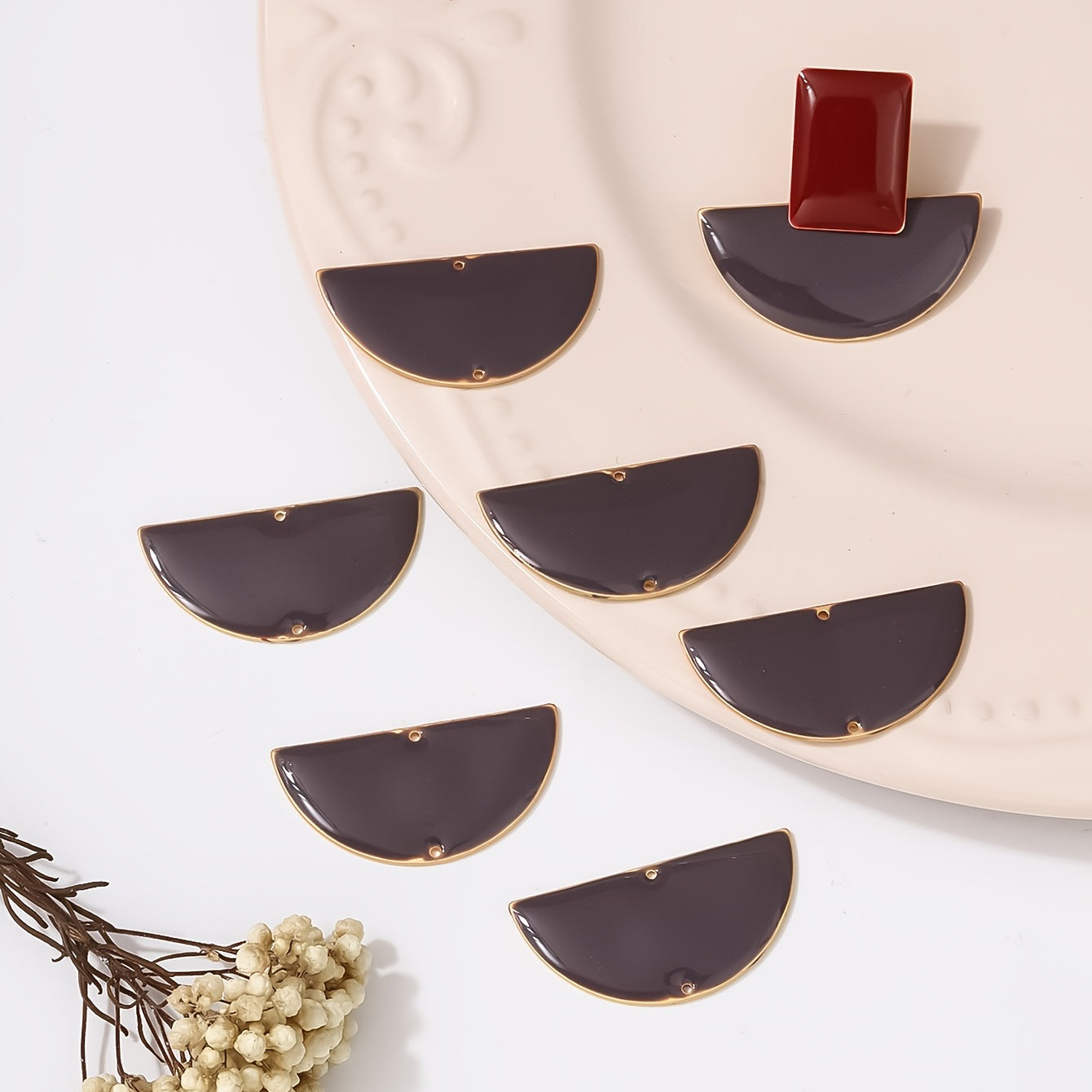 6pcs Double Holes Geometric Earrings Necklace Bracelet