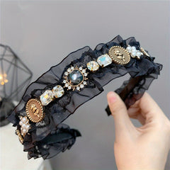 Lace Headband Rhinestone Hair Band Girls Party Prom