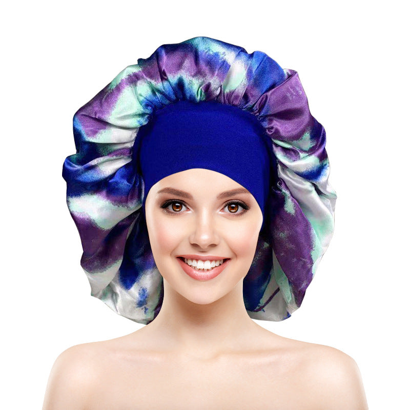 Colorful Tie Dye Bonnet Large Satin Sleep Turban Cap