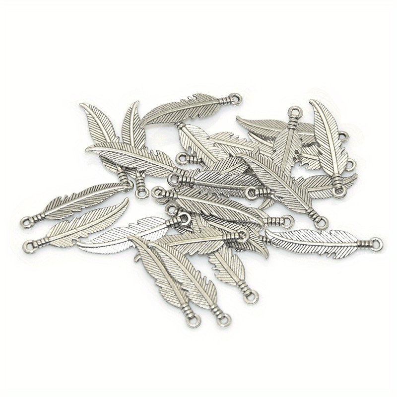 100pcs Feather Pendants DIY Jewelry Making Various Colors