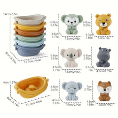 Colorful Floating Animal Bath Toy Set for Bathtub Play