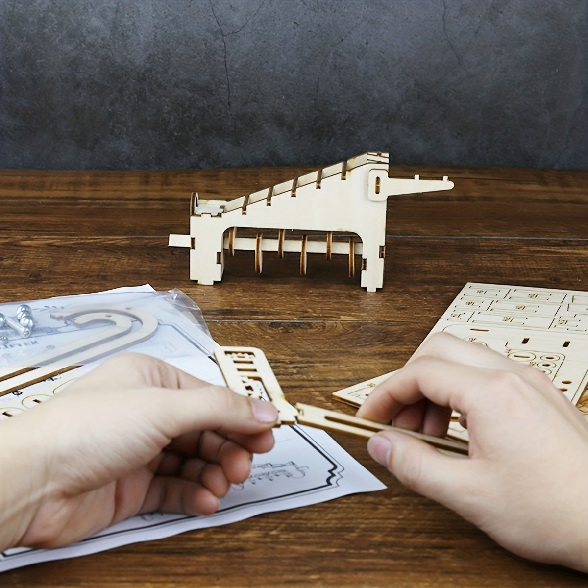3D Wooden Jigsaw Climbing Drive Model Puzzle Educational Toys