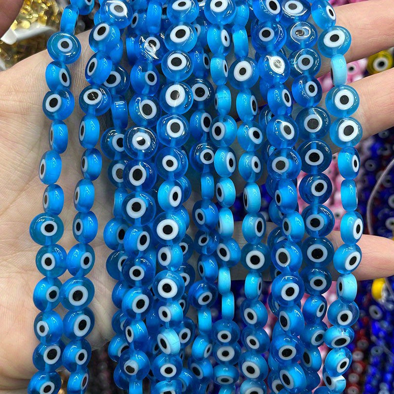 48pcs 8mm Evil Eye Glass Beads for Jewelry Making DIY Charms Materials