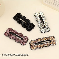 Rhinestone Snap Clip Wavy Rectangle Shaped Hair Clip Sparkly Hair Clip