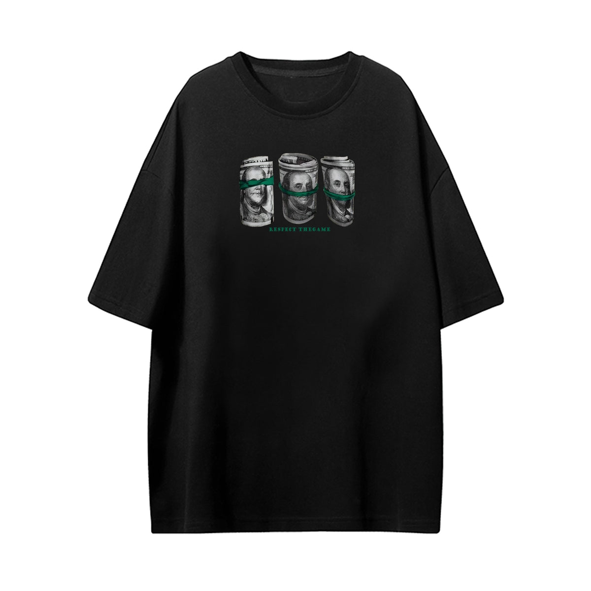 Graphic Hip-hop T-shirt Loose Banknote Style Unisex Top