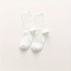 6 Pairs Solid Socks Comfy & Breathable Women's Stockings