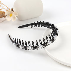 Wave Rhinestone Headband with Crystal Pearl Decoration