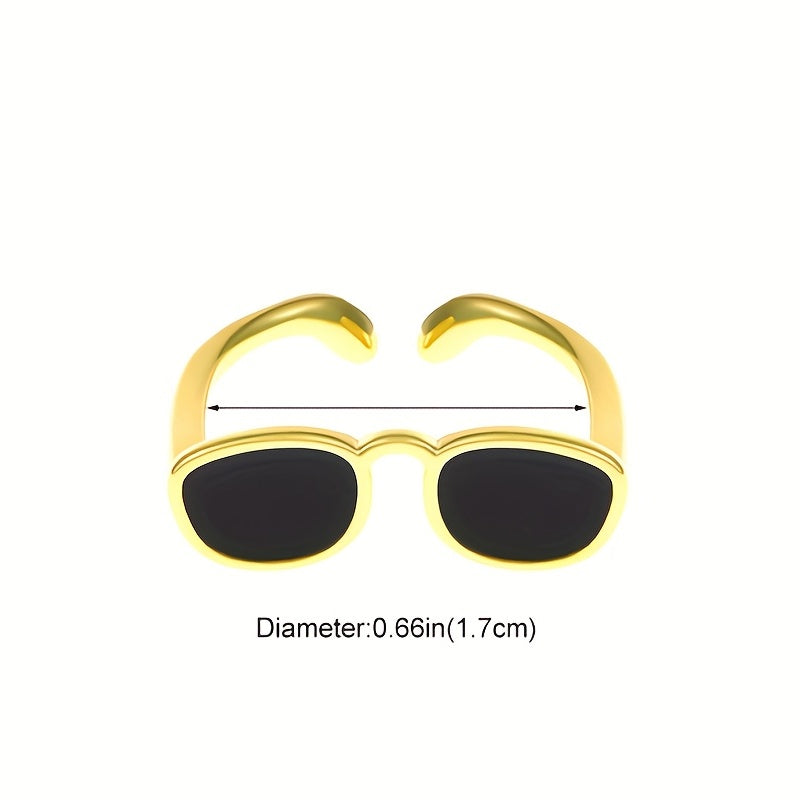 Adjustable Glass Ring 14k Plated Couple Ring